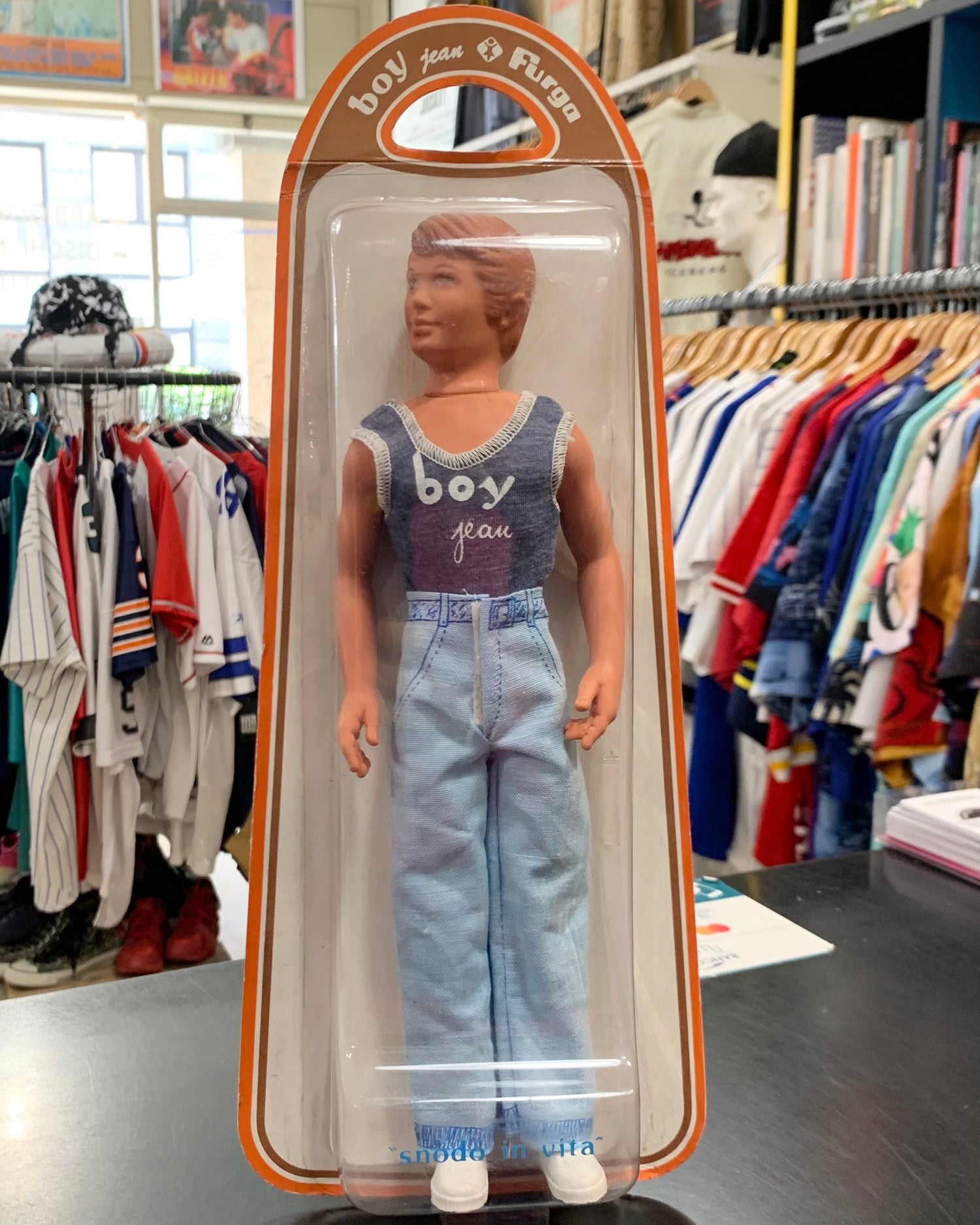 Bambola Boy Jeans Furga 1970 - sigillata, Made in Italy