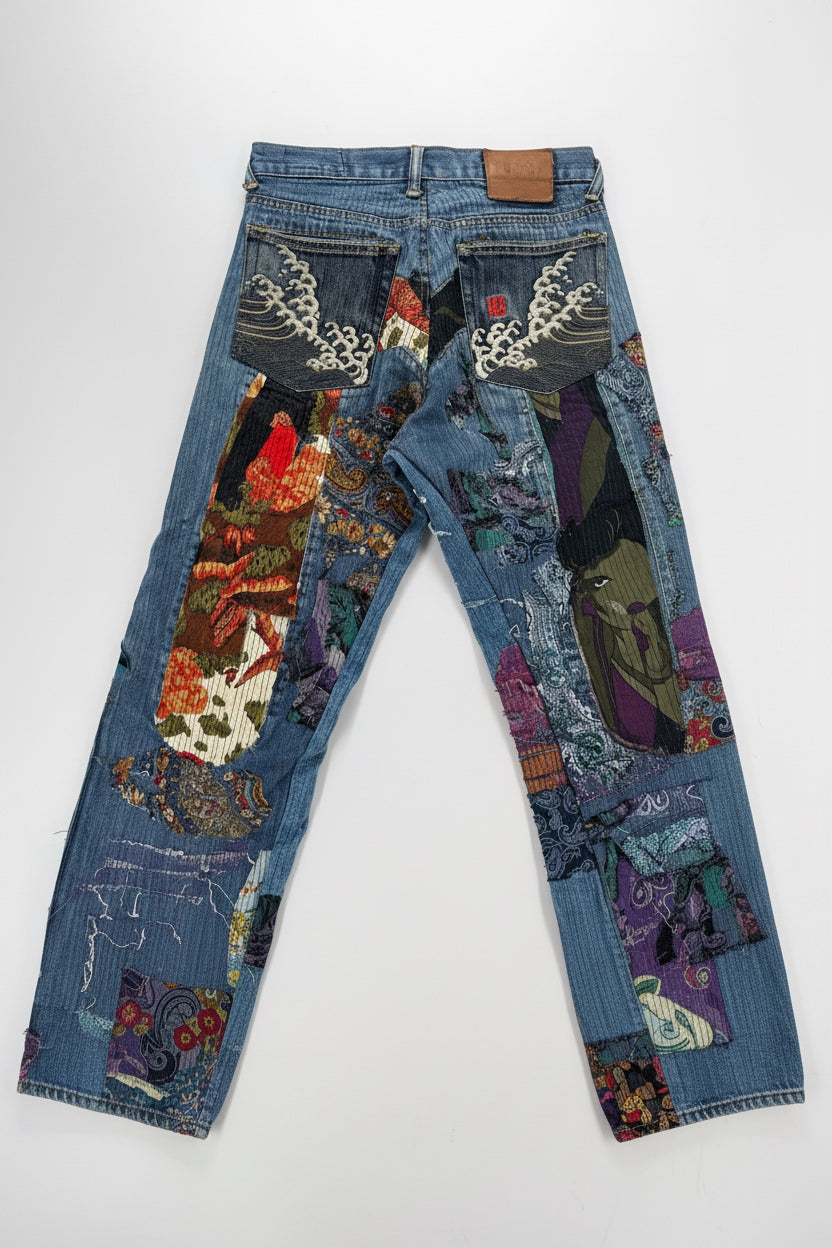 Jeans Evisu Rework Japan Embroidered Tg.32