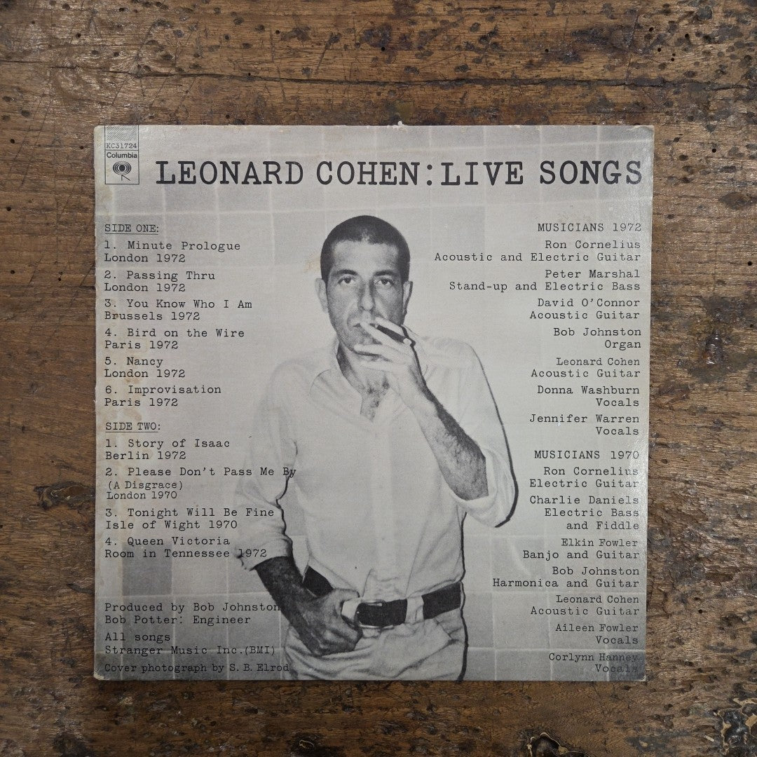 LP Leonard Cohen - Live Songs KC 31724 Mafe In U.S.A 1973 Vinile Rock