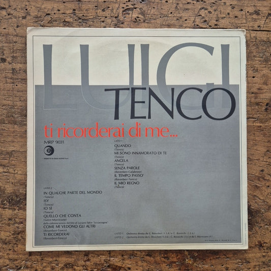 LP Luigi Tenco Ti Ricorderai Di Me... MRP 9031 Italy 1967 Pop Chanson Italia