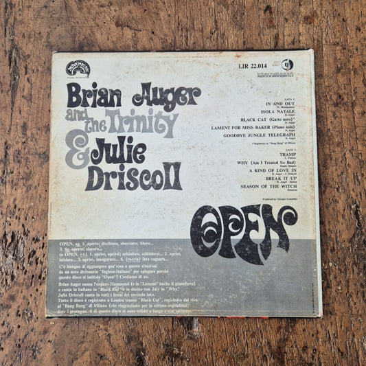 LP Brian Auger And The Trinity Julie Driscoll - Open LIR 22.014 Psichedelica