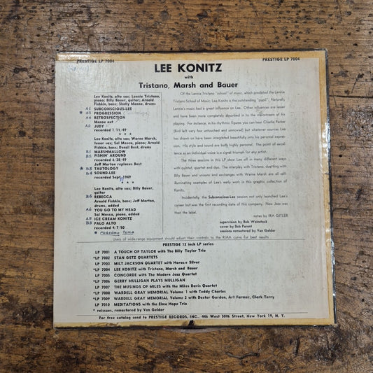 LP Lee Konitz With Tristano Marsh Bauer PRLP 7004 Musica Jazz Vinile 12