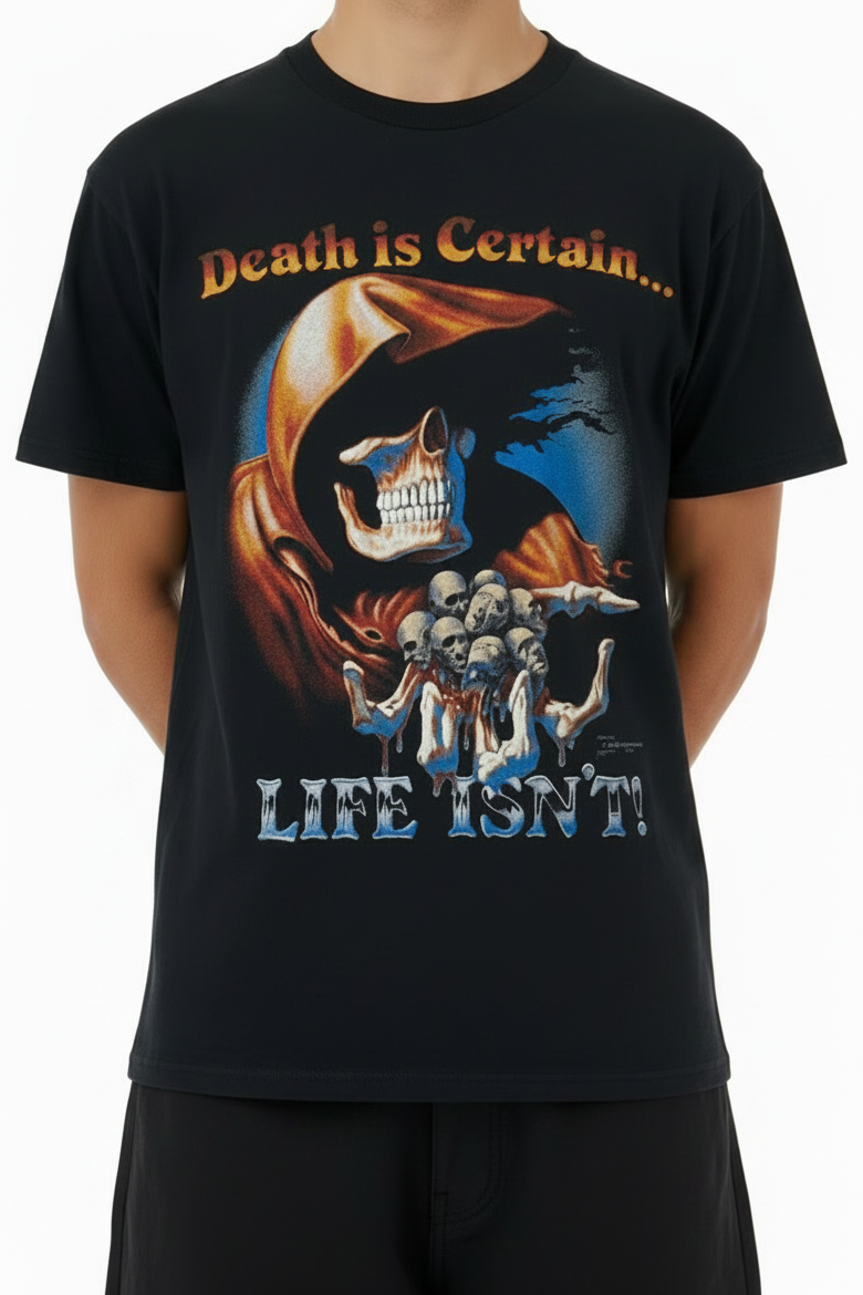T-Shirt Vintage Band 1990 Death is Certain Grim Reaper USA