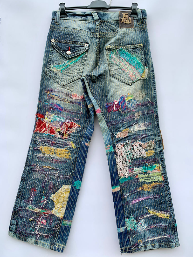Jeans Oniarai Custom Japan Sashiko Rework Tg.32