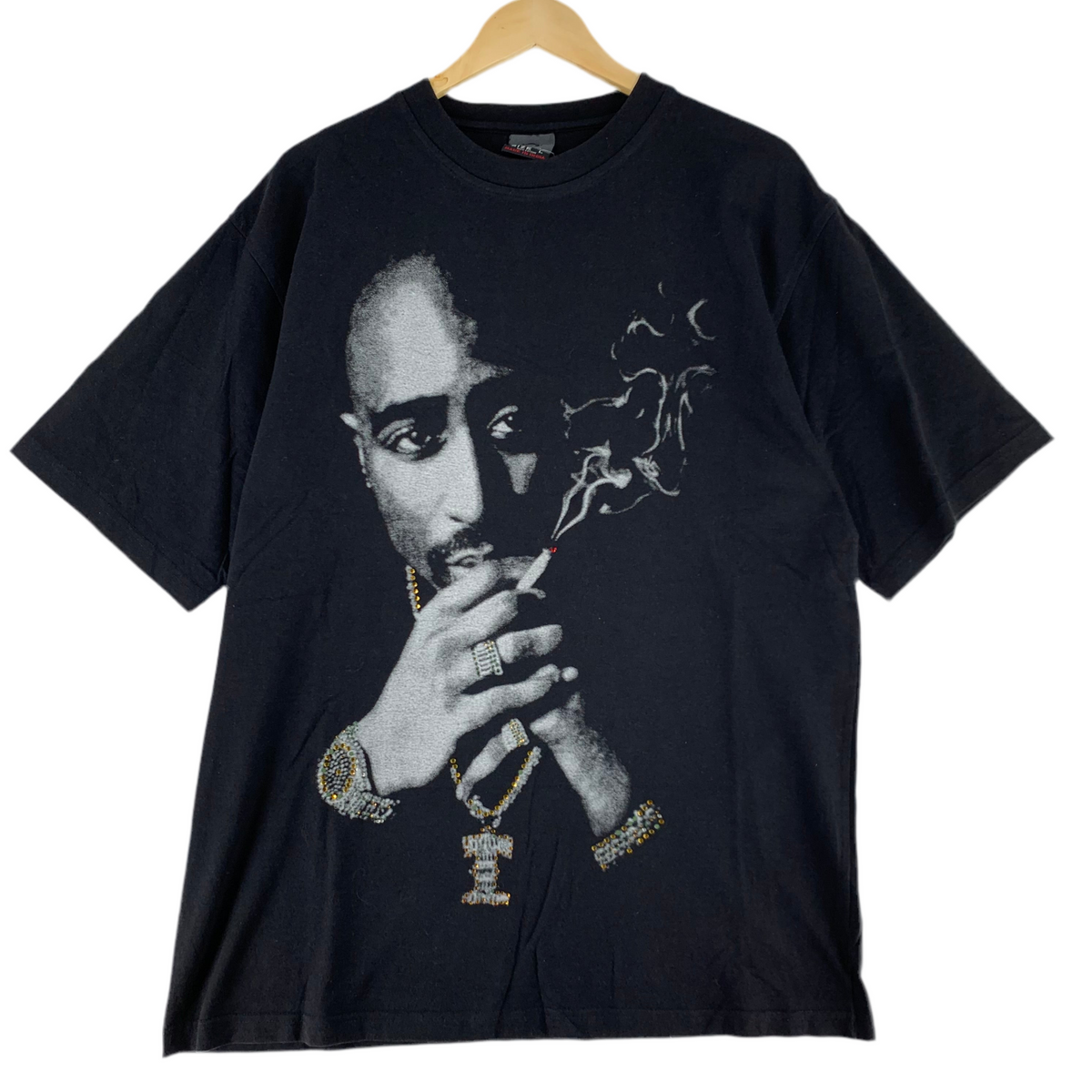T-shirt vintage Makaveli Tupac nera anni 90 USA stampa frontale taglia L
