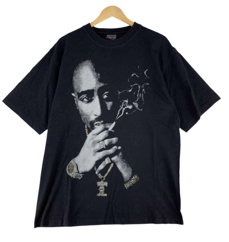 T-shirt vintage Makaveli Tupac nera anni 90 USA stampa frontale taglia L