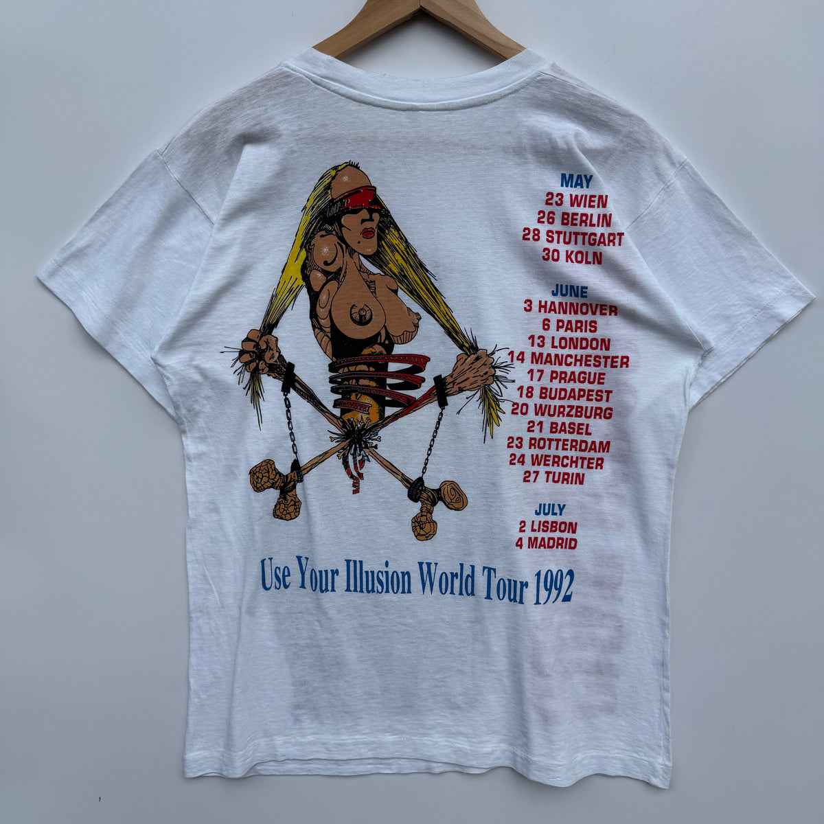 T-Shirt Vintage Guns N’ Roses 1992 Use Your Illusion World Tour single stitch tee