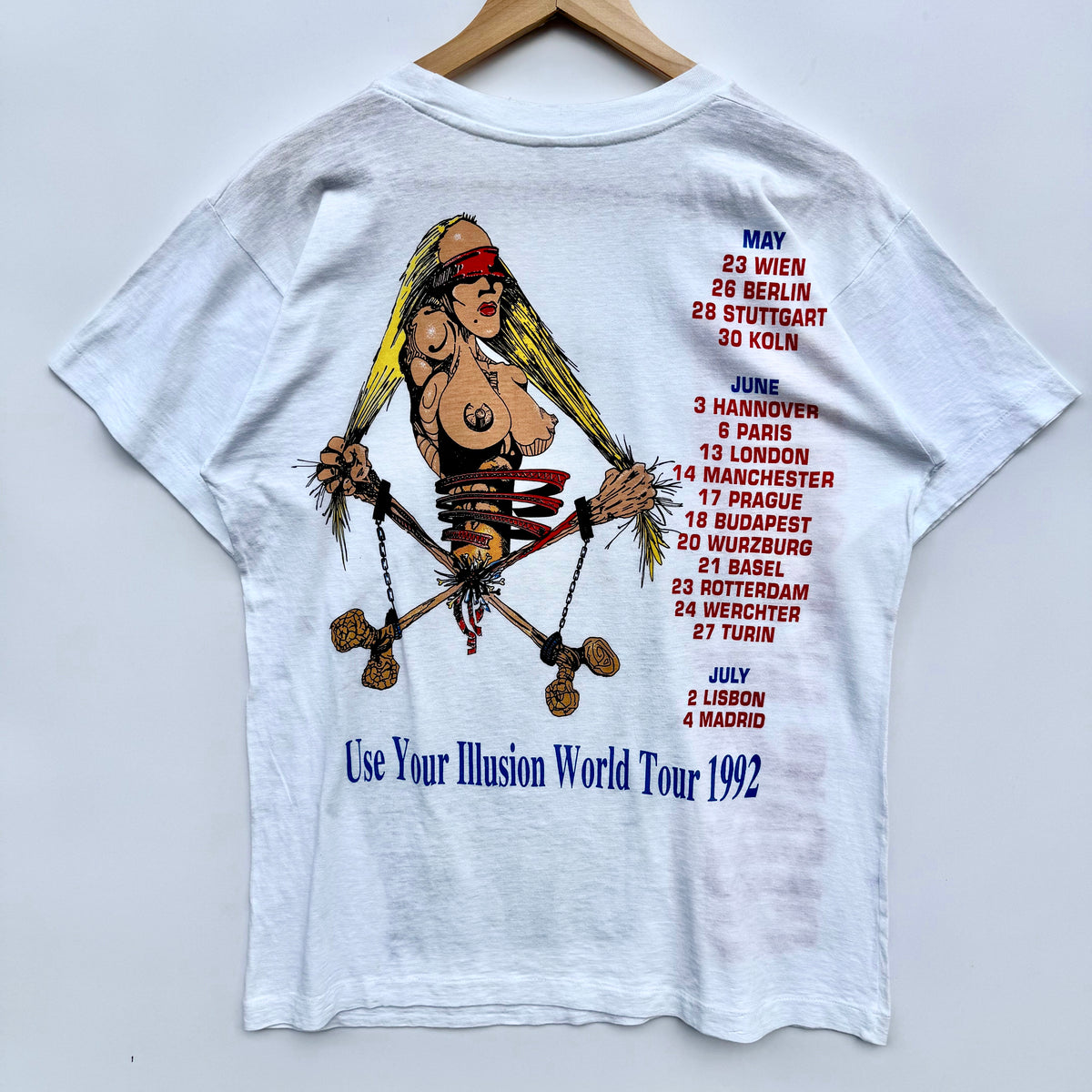 T-Shirt Vintage Guns N’ Roses 1992 Use Your Illusion World Tour single stitch tee