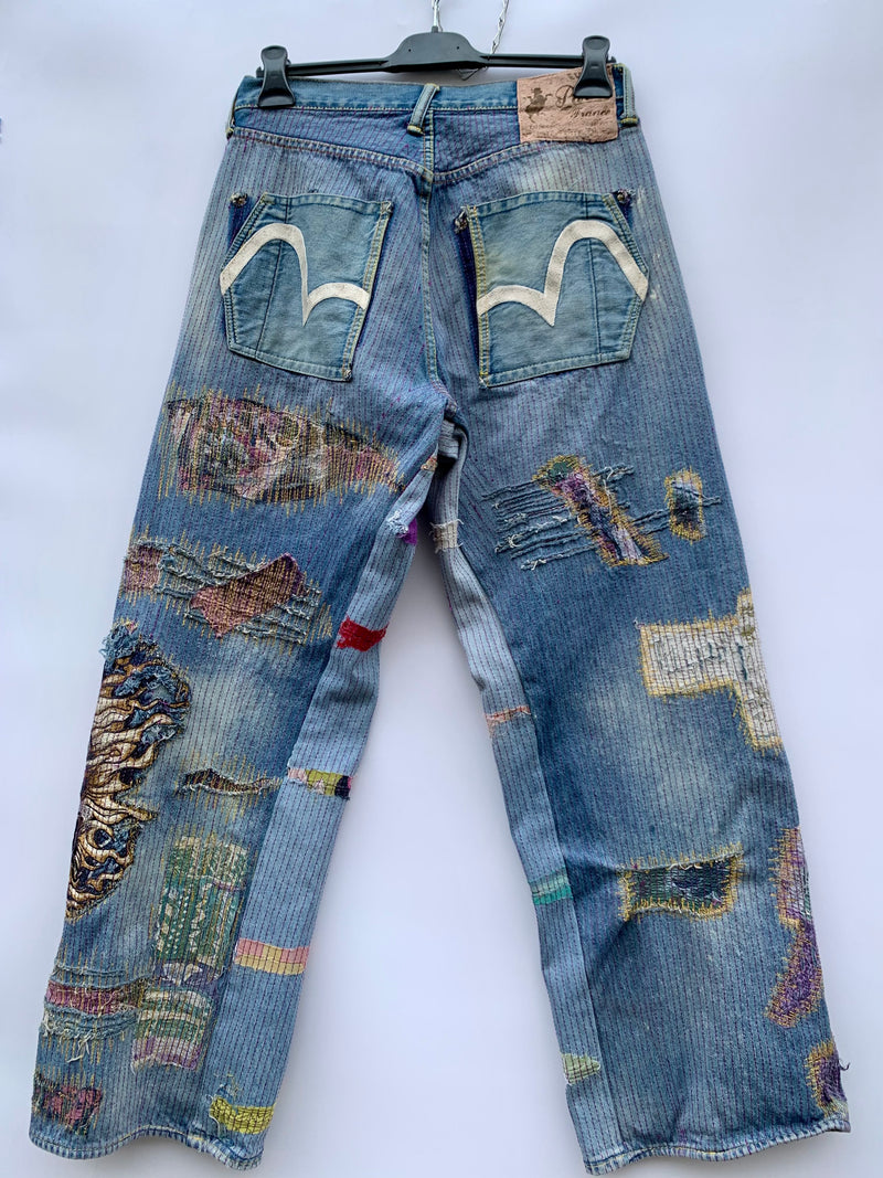 Jeans Evisu Japan Custom Sashiko Rework Tg.32