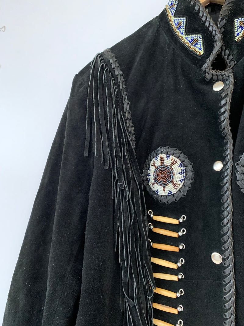 Giacca Western pelle scamosciata stile nativo americano TG. M