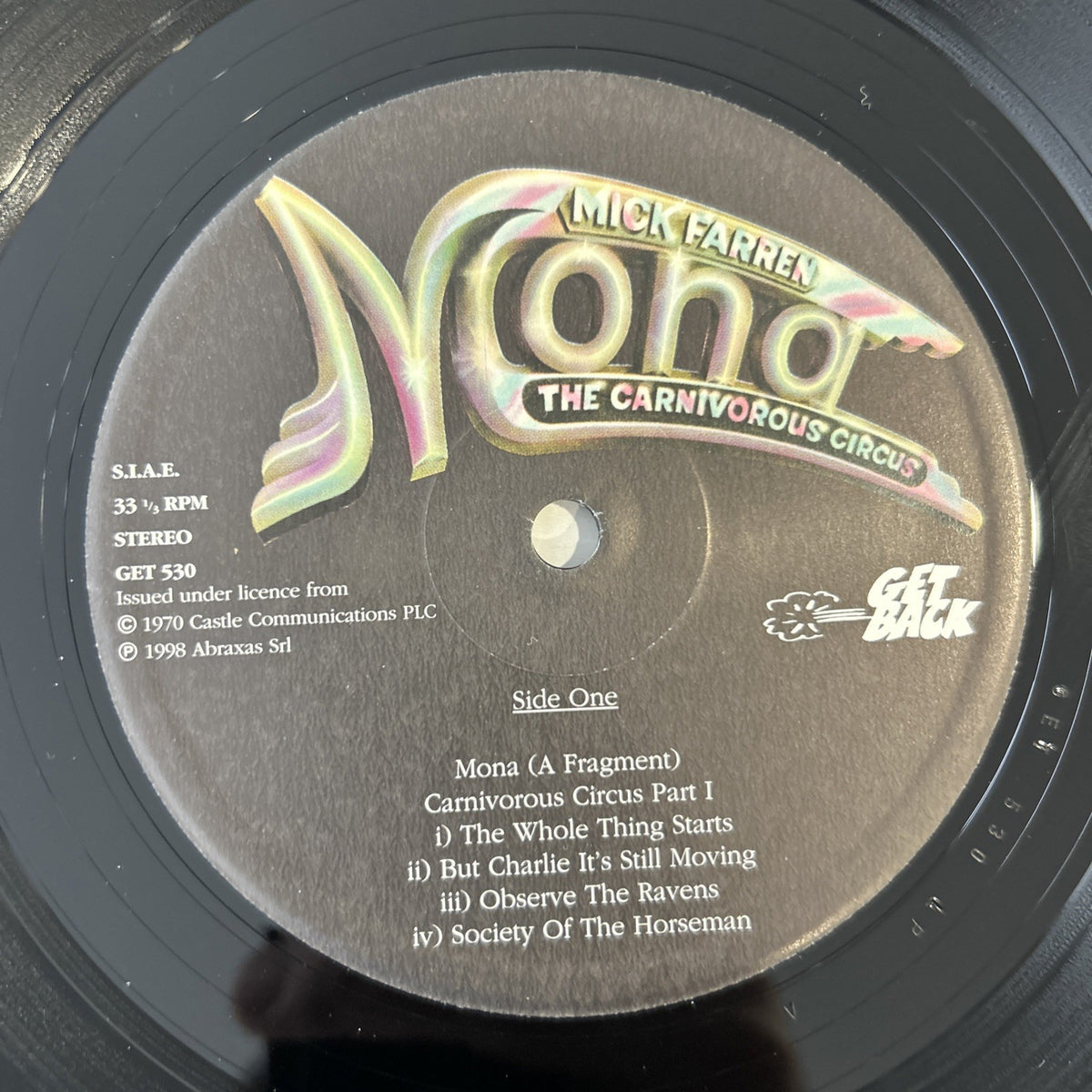 LP Mona - The Carnivorous Circus GET 530 Mick Farren Made In Italy Rock Vinile