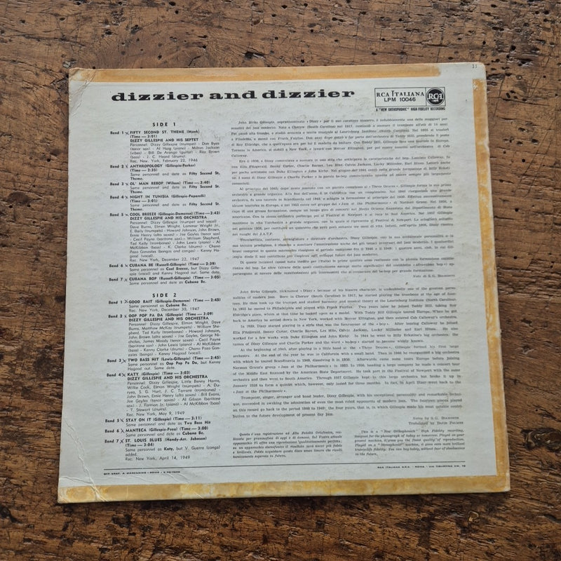 LP Dizzy Gillespie - Dizzier And Dizzier LPM-10046 Musica Jazz Vinile 12: