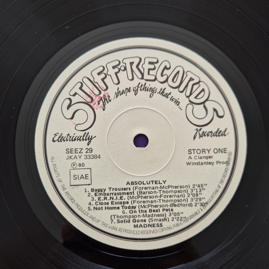 LP Madness - Absolutely JKAY 33384 SEEZ 29 Musica Rock Vinyl Pop 1980