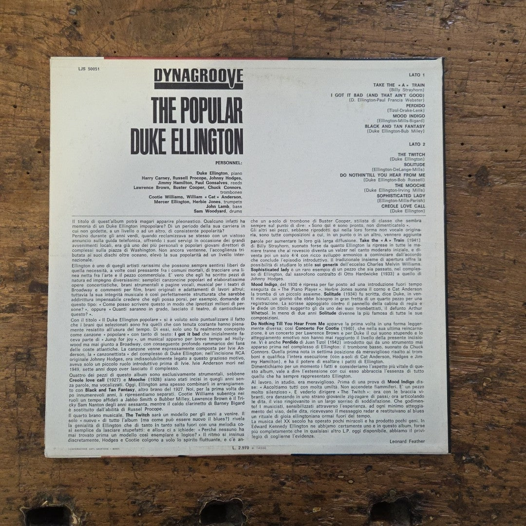 LP Duke Ellington - The Popular Duke Ellington LJS 50051 Jazz Vinile Made In IT