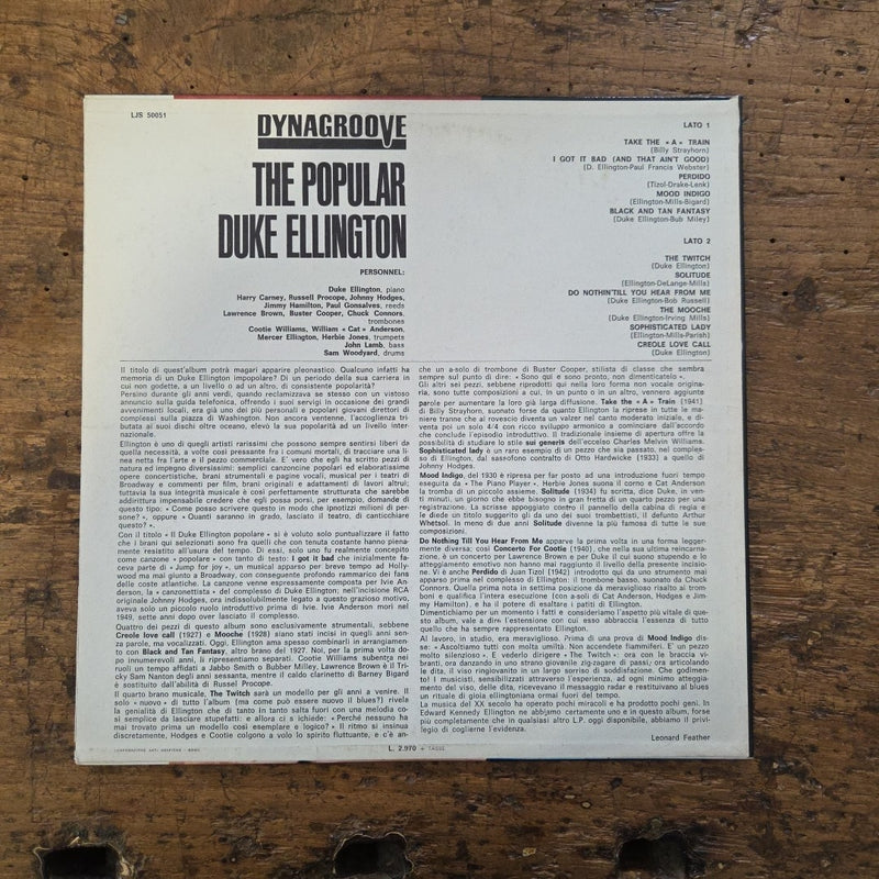 LP Duke Ellington - The Popular Duke Ellington LJS 50051 Jazz Vinile Made In IT