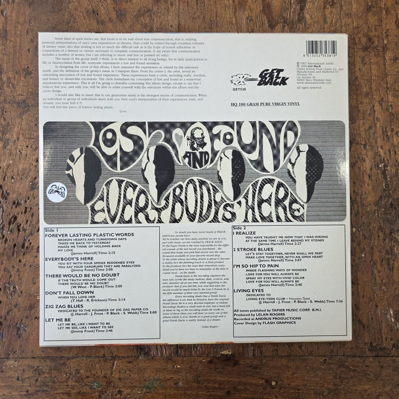 LP Lost And Found - Everybody's Here GET538 Made In Italy 1999 Psychedelic Rock
