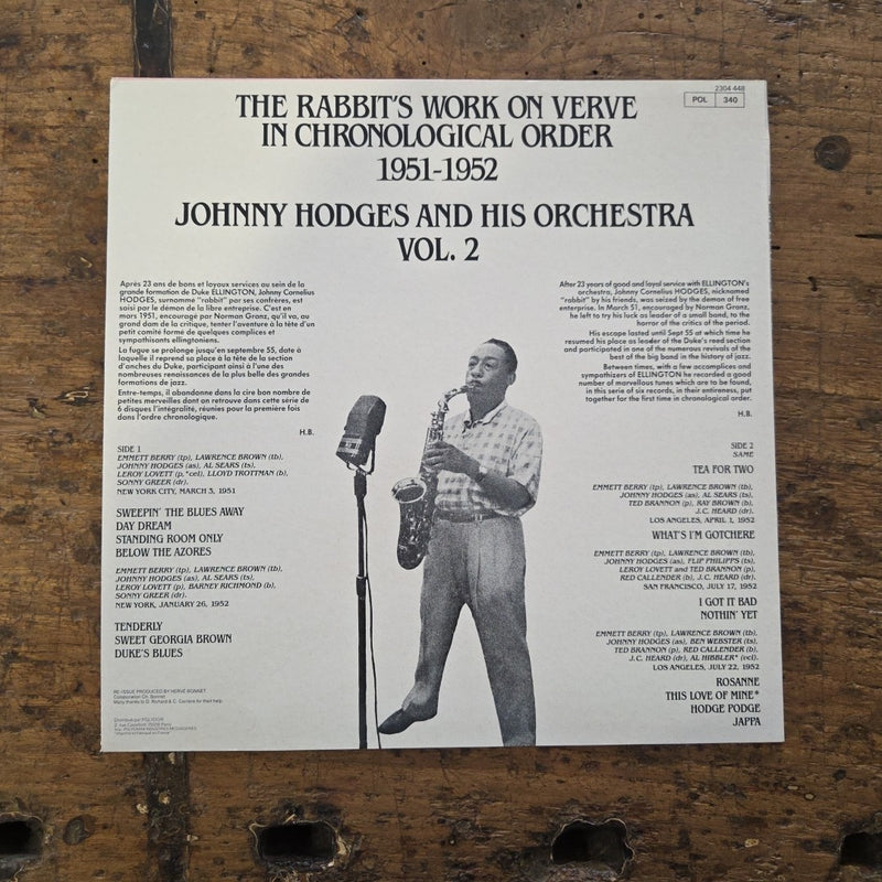 LP Johnny Hodges - Johnny Hodges Vol.2 2304 448 Jazz Vinile Made In France Pink