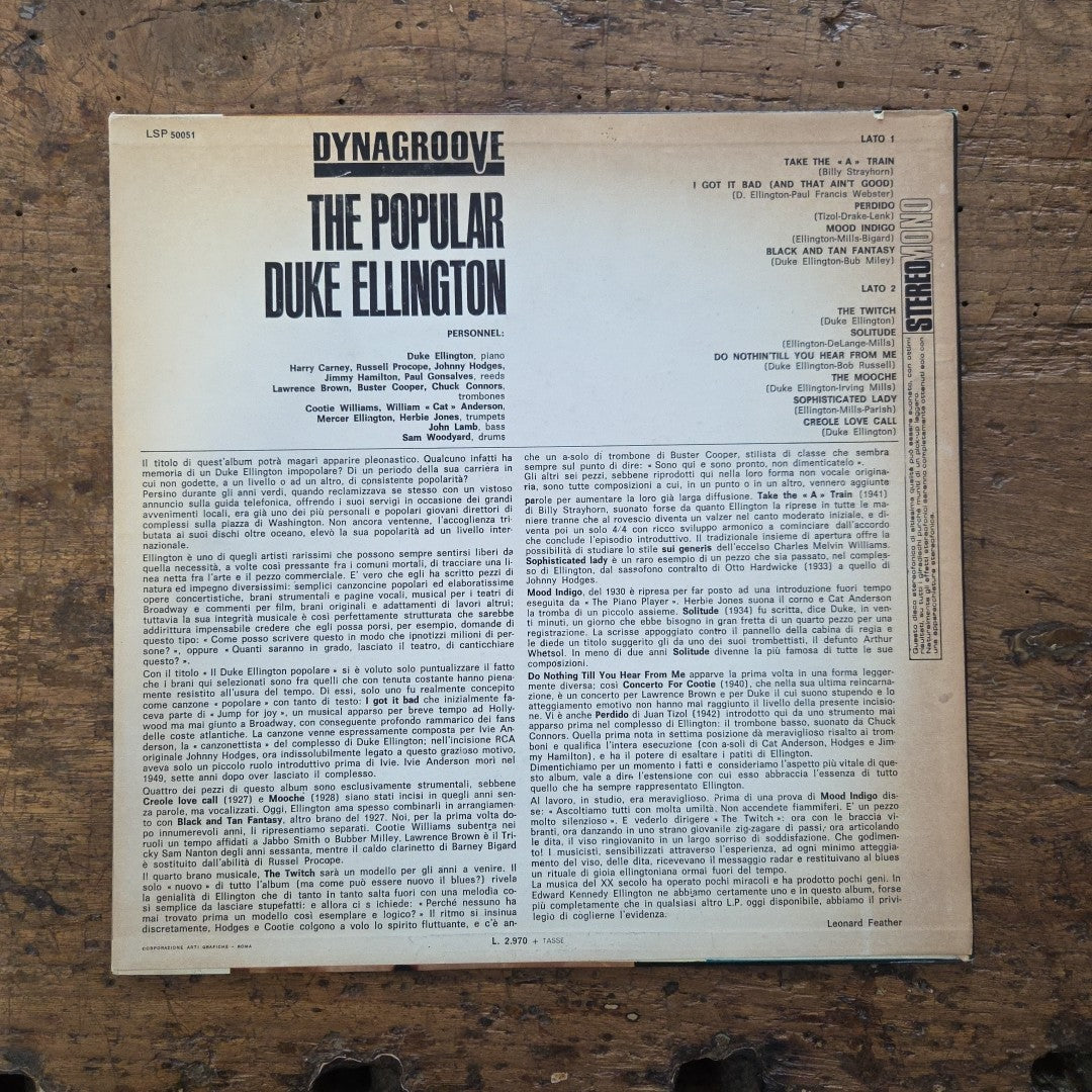 LP Duke Ellington - The Popular Duke Ellington LSP 50051 Jazz Vinile Made In IT