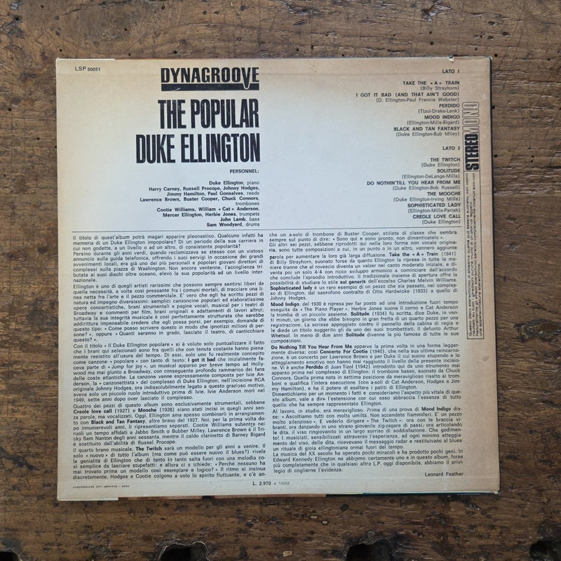 LP Duke Ellington - The Popular Duke Ellington LSP 50051 Jazz Vinile Made In IT