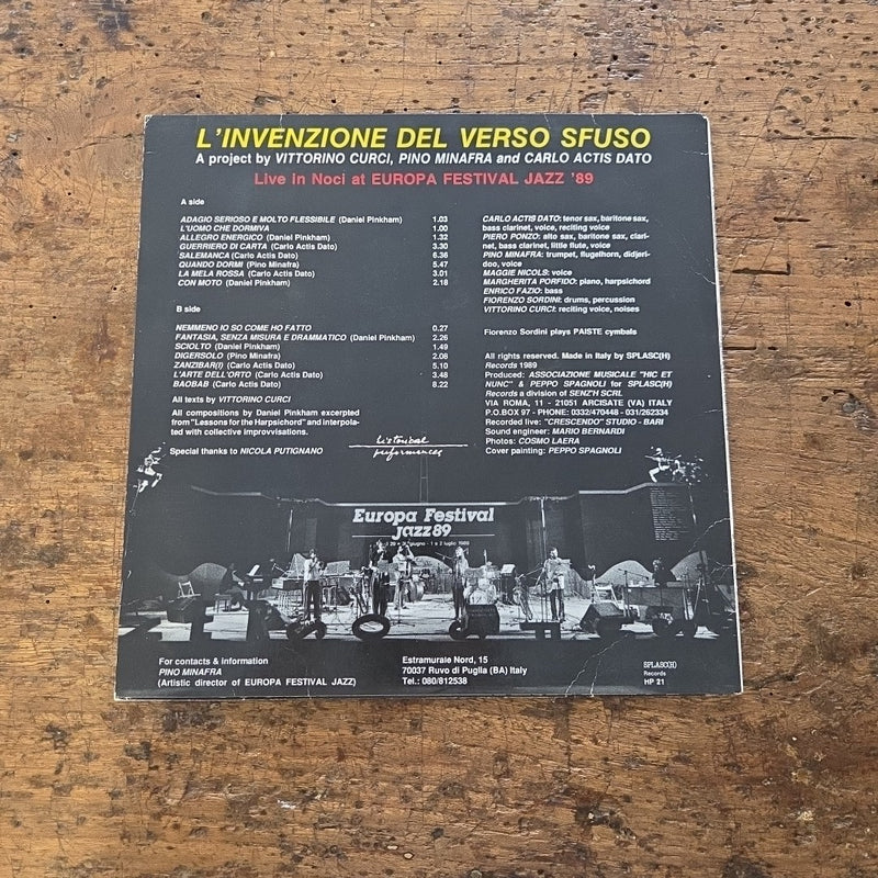 LP Various - L'Invenzione Del Verso Sfuso HP 21 1989 Jazz Vinile Made In Italy