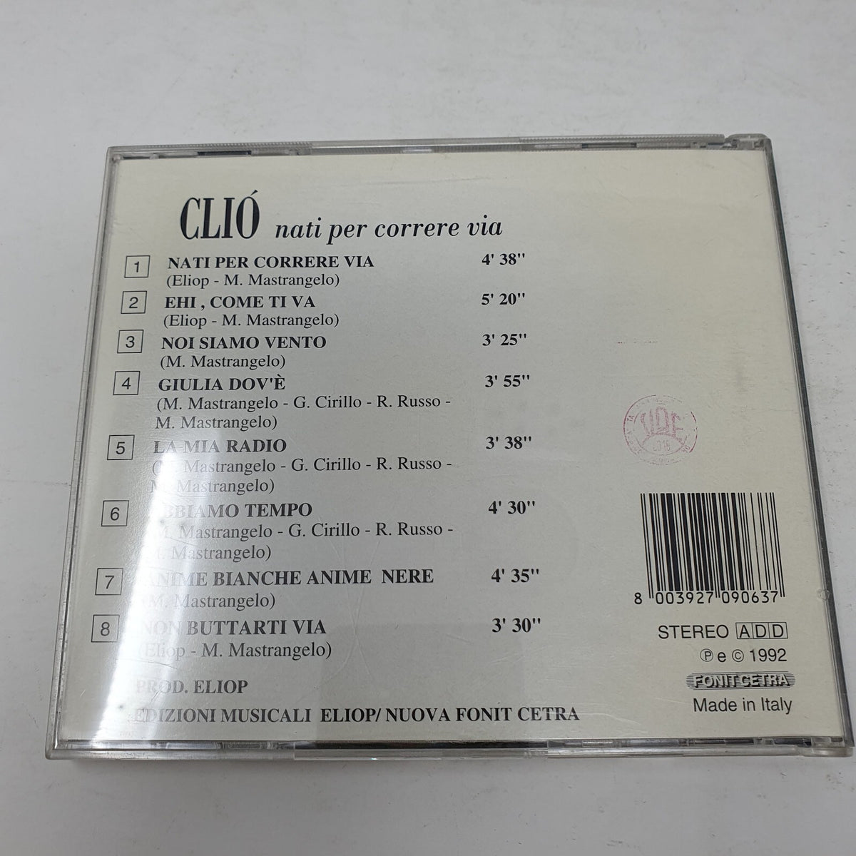 CD ITALIANA Clió – Nati Per Correre ViaFonit Cetra – CDL 317
