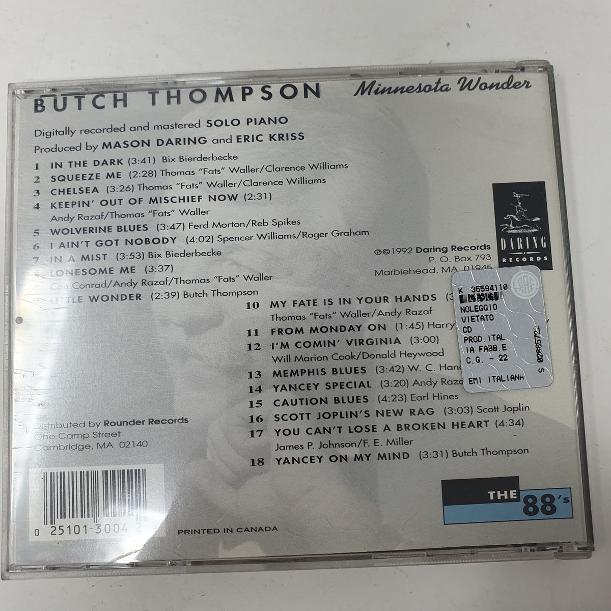 CD Butch Thompson – Minnesota Wonder Daring Records – CD 3004