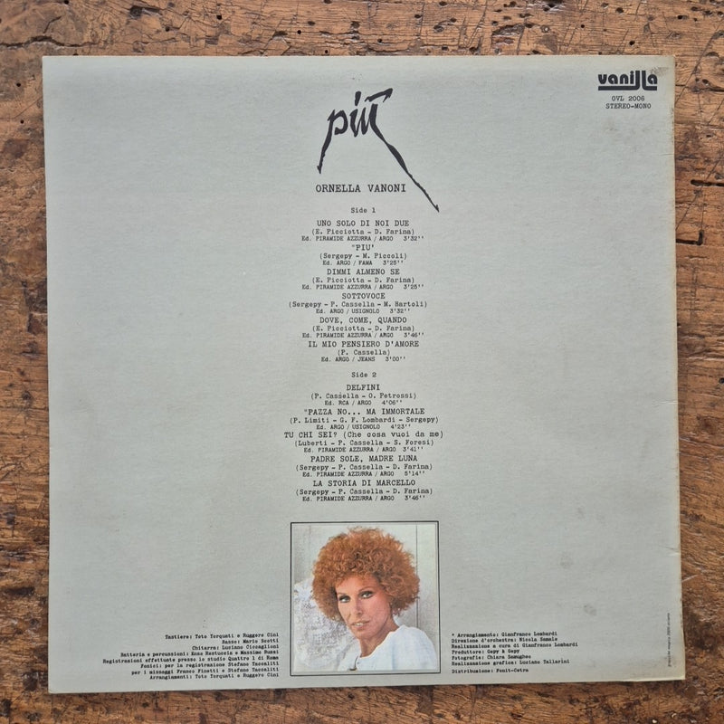 LP Ornella Vanoni PIÙ OVL 2006 Italy 1976 Vanilla Musica Italiana Vinile