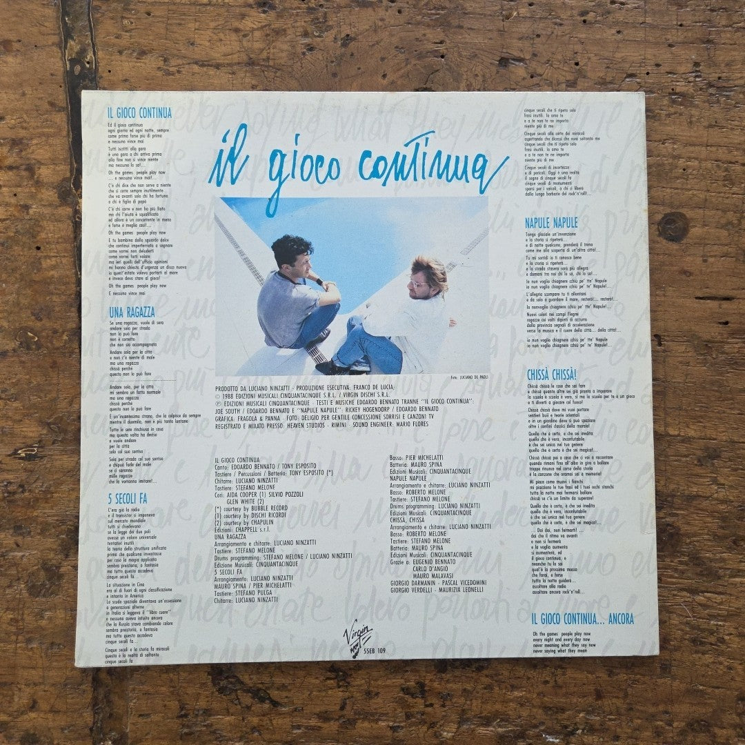 LP Edoardo Bennato - Il Gioco Continua 55EB 109 1988 Musica Italiana Vinile