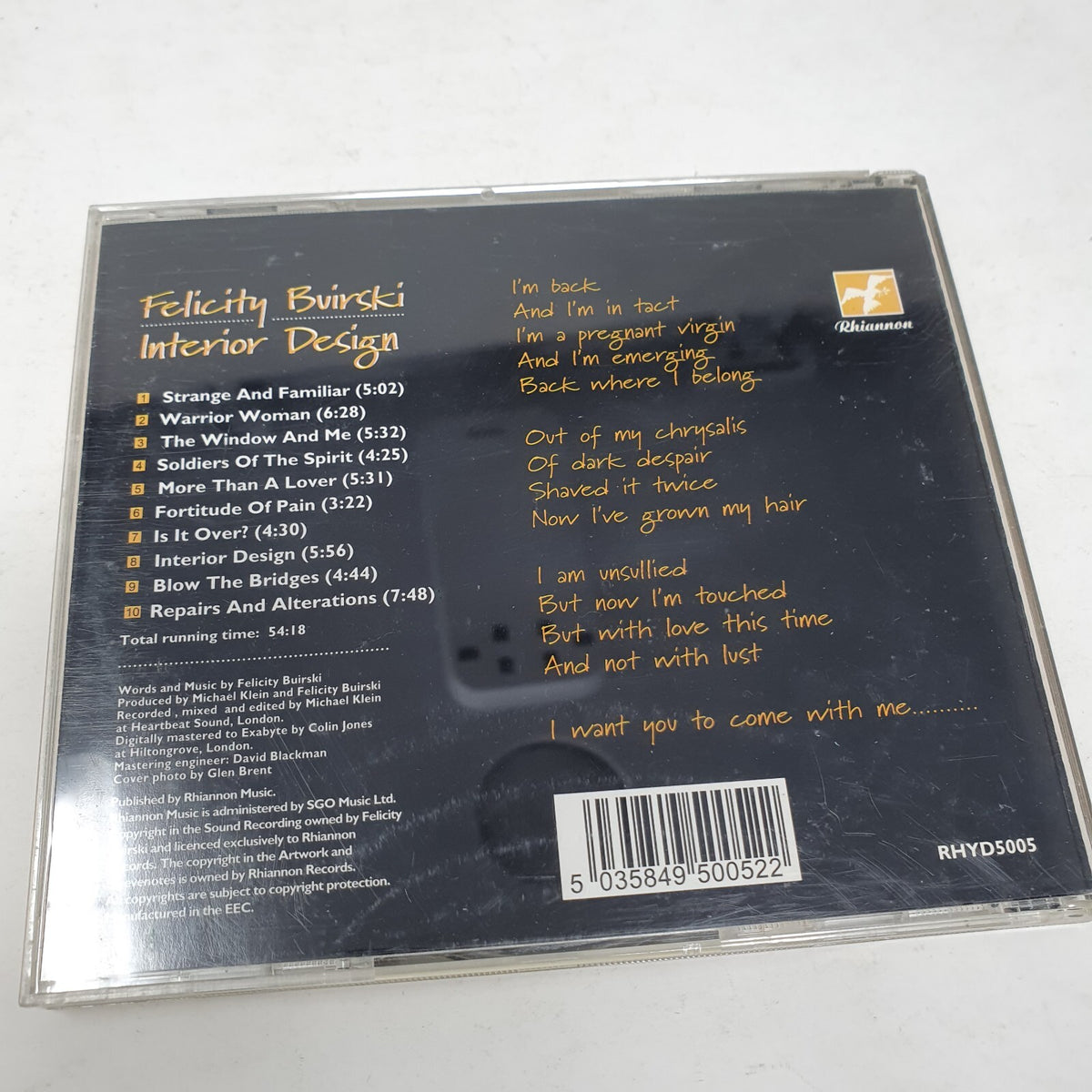 CD Felicity Buirski – Interior Design Rhiannon Records – RHYD5005