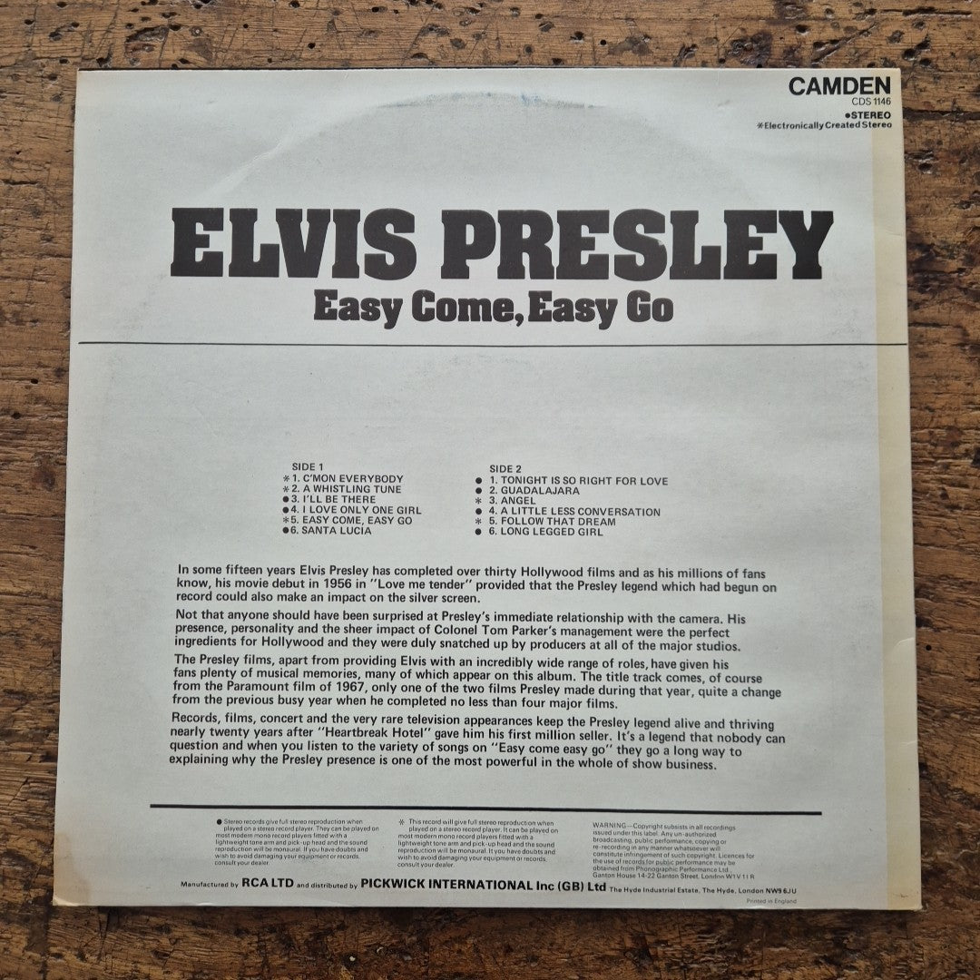 LP Elvis Presley - Easy Come Easy Go CDS 1146 RCA Musica Rock Vinile 12