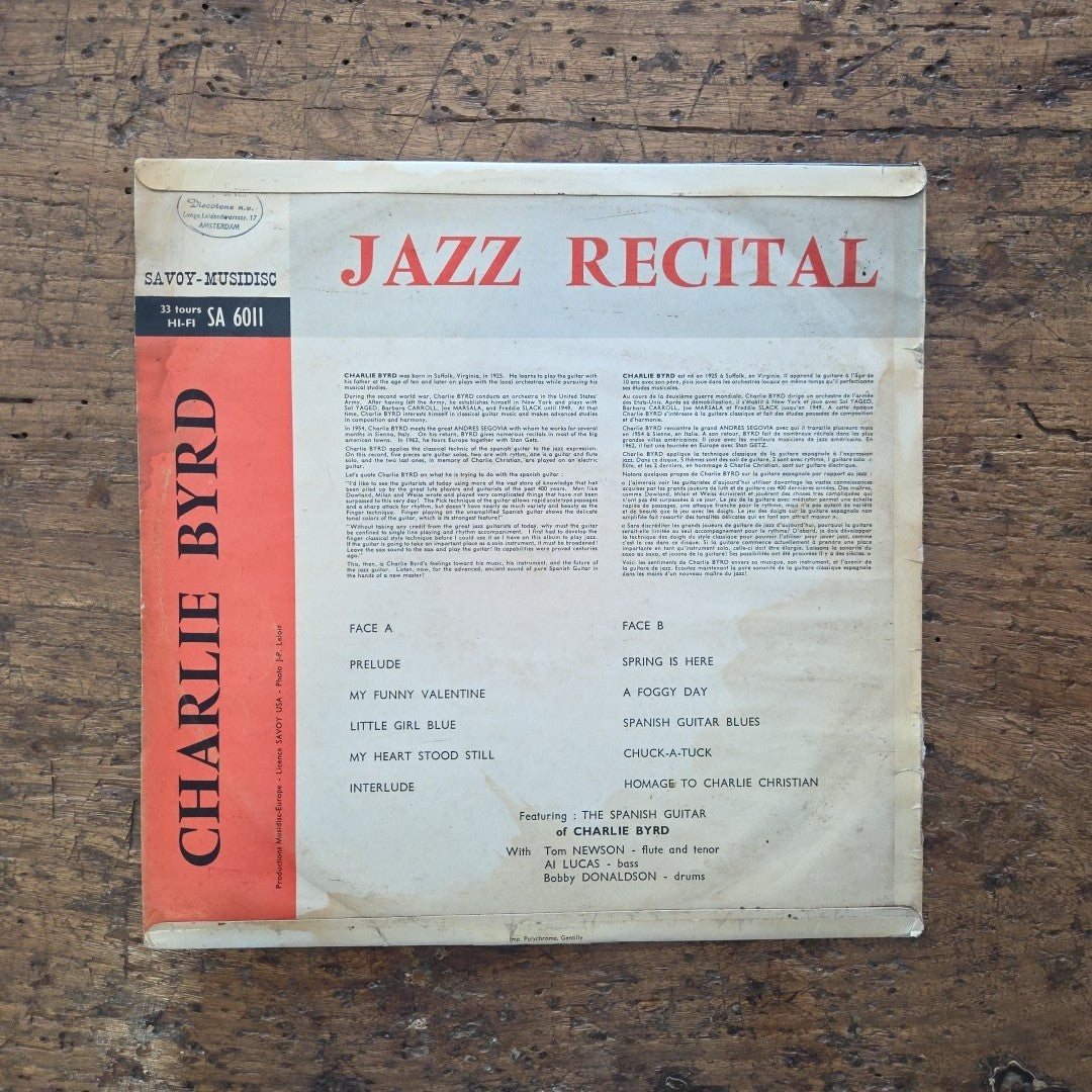 LP Charlie Byrd - Jazz Recital 6011 Jazz Vinile Made In France
