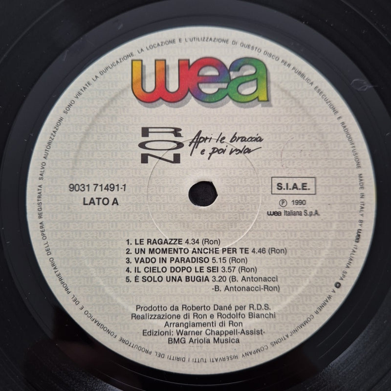 LP Ron - Apri Le Braccia E Poi Vola 9031 71491 Italy 1982 Musica Italiana Vinile