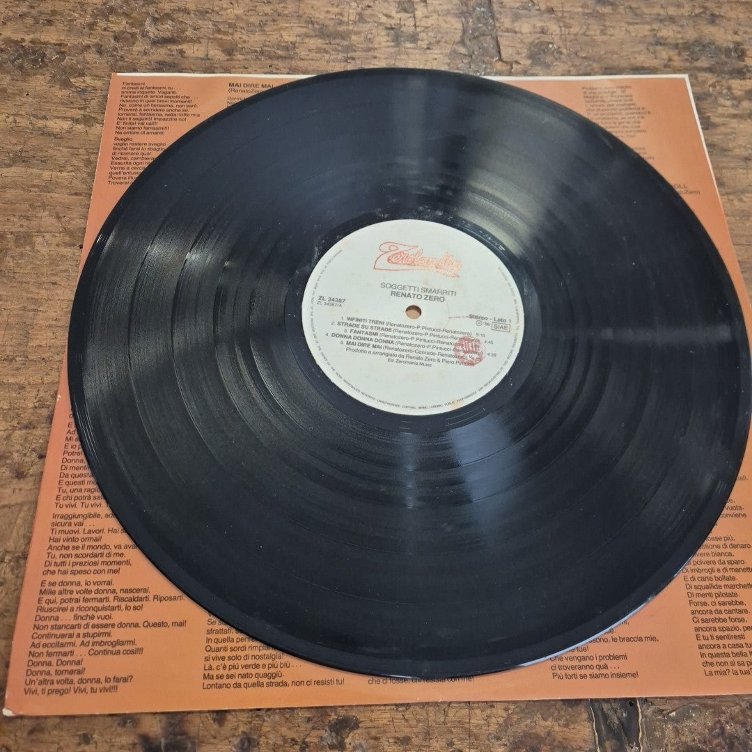 LP Renato Zero - Soggetti Smarriti ZL 34387 Zerolandia Musica Italiana Vinile