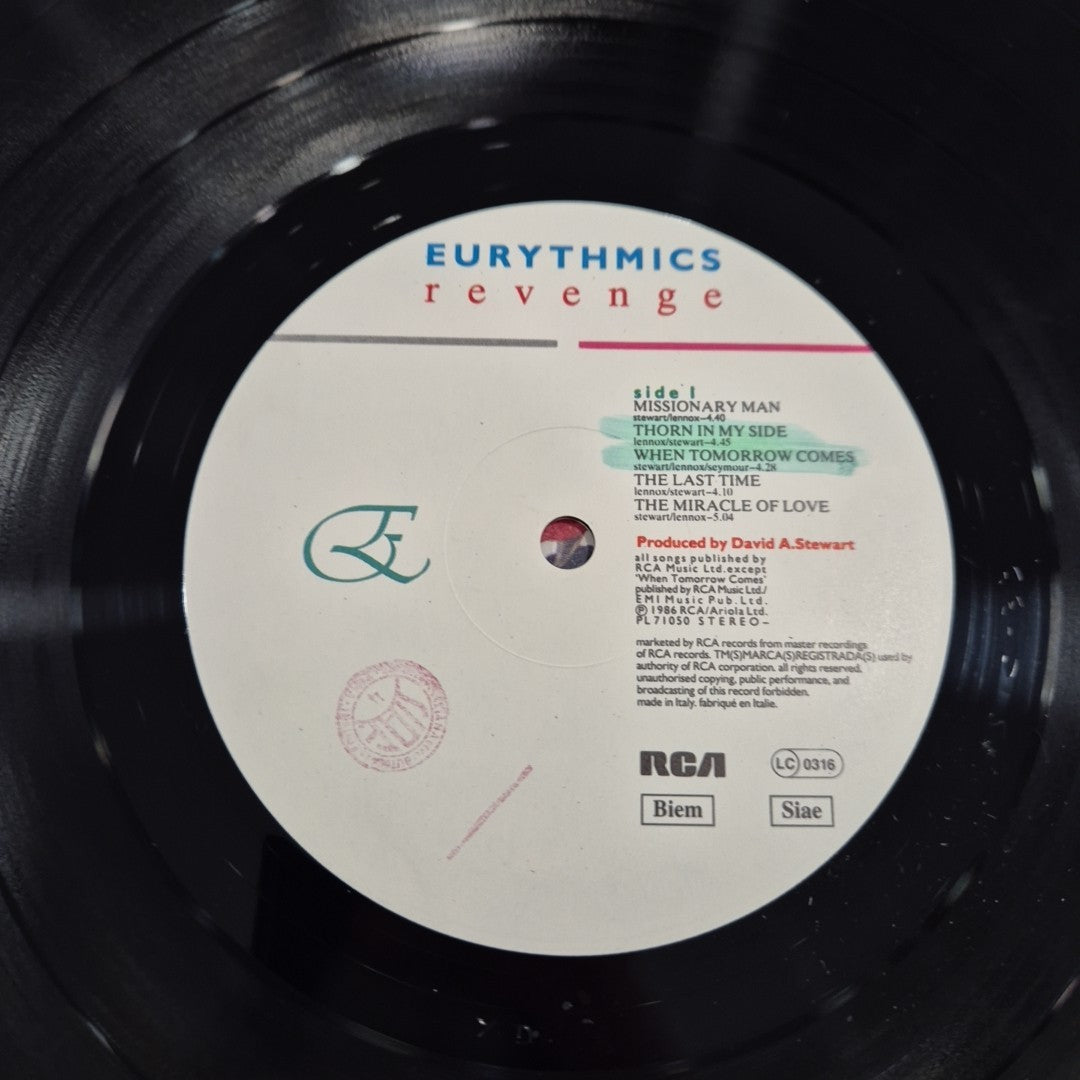 LP Eurythmics - Revenge PL 71050 Italy 1976 Musica Pop Rock Vinile