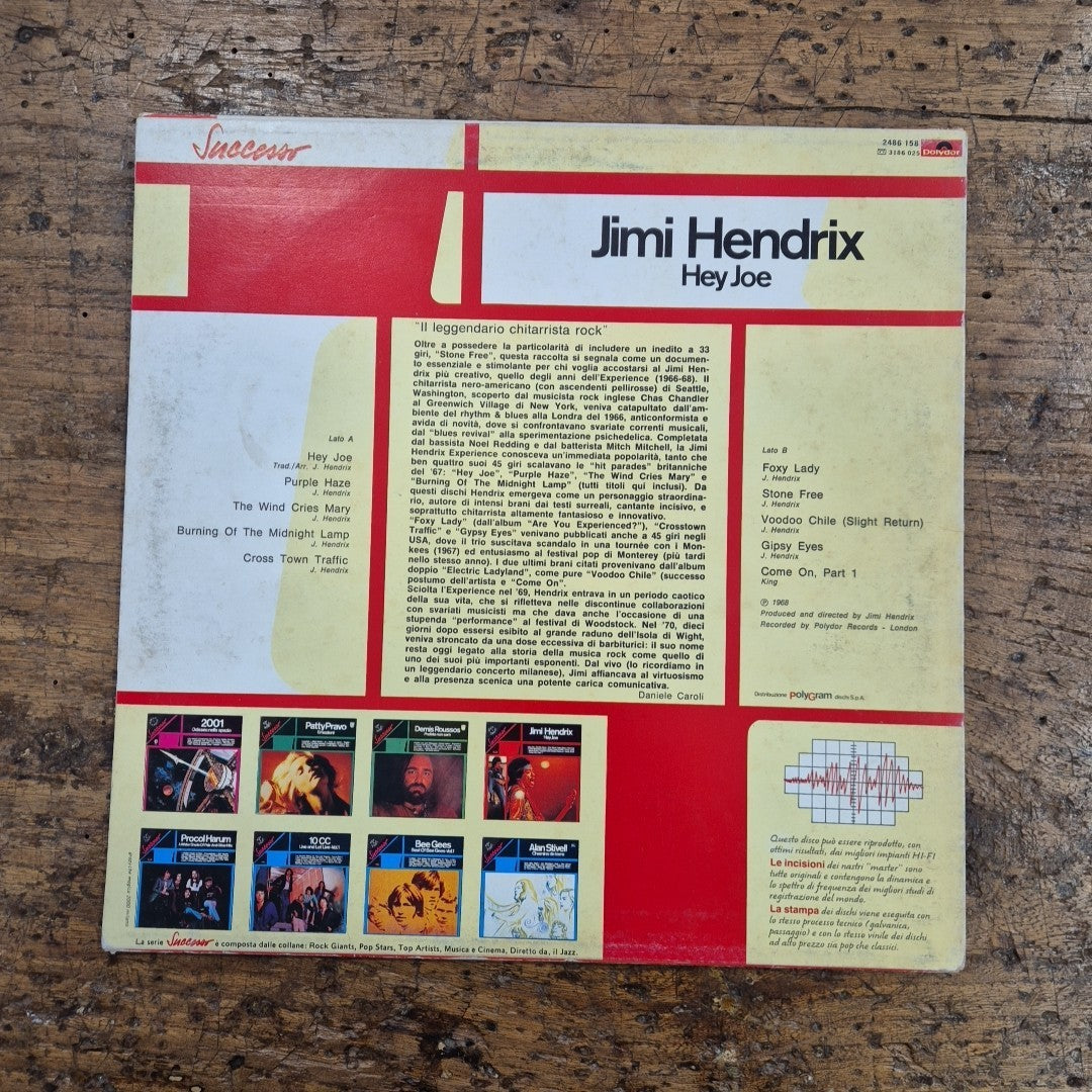 LP Jimi Hendrix - Hey Joe Polydor 2486 158 Italy 1968 Vinile Psychedelic Rock
