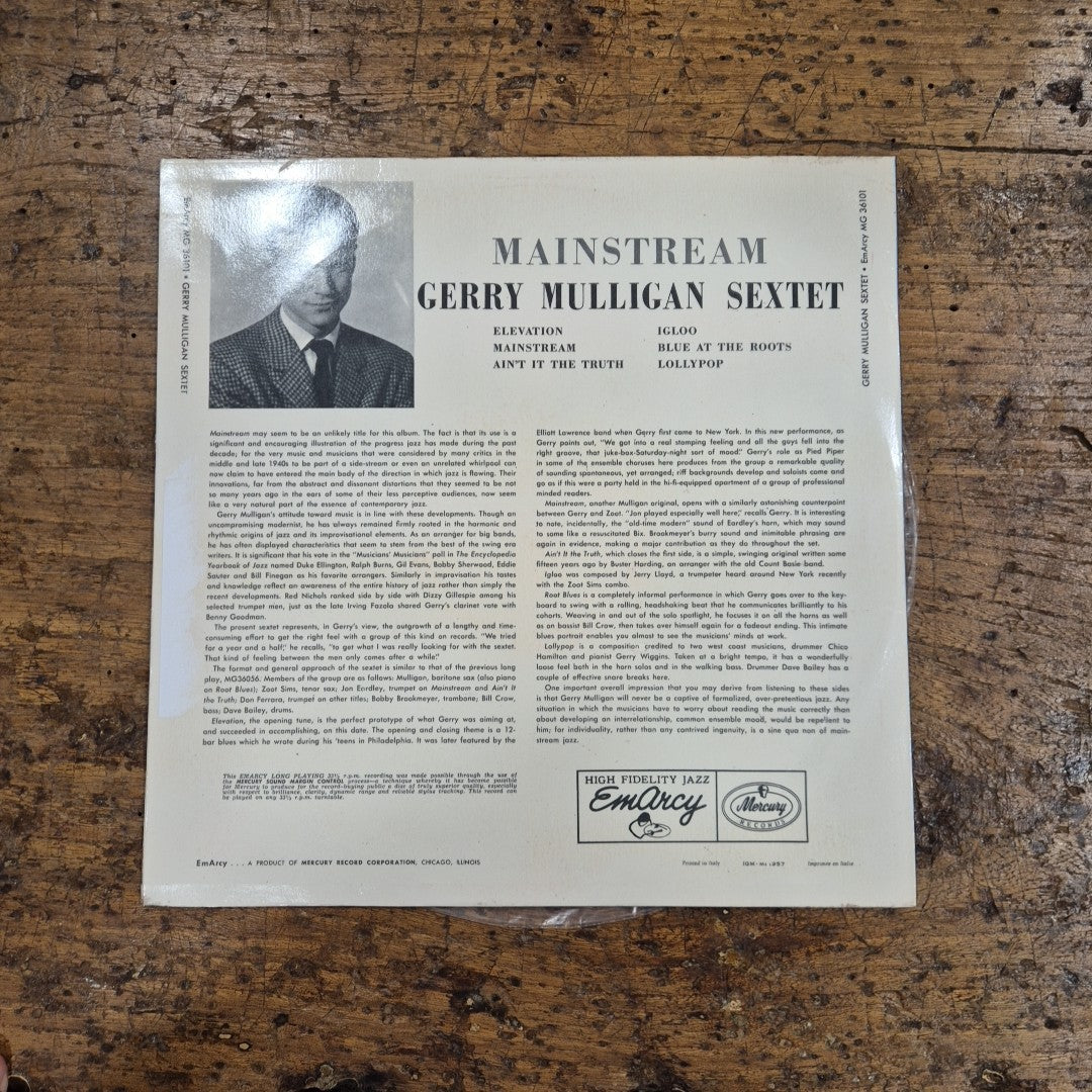 LP Gerry Mulligan And His Sextet - Mainstream Of Jazz Musica Jazz Vinile 12