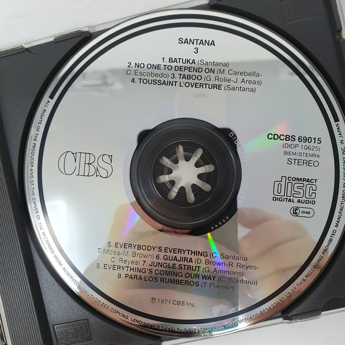 CD Santana – 3CBS – CDCBS 69015 Eu 1986
