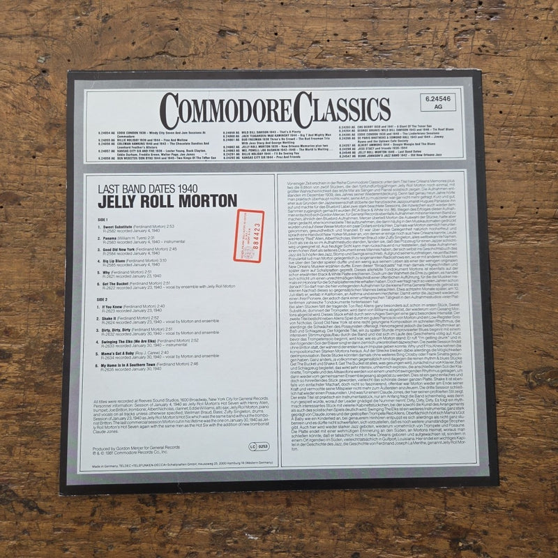 LP Commodore Classics - Jelly Roll Morton's Hot 6.24546 AG Jazz Vinile 1940