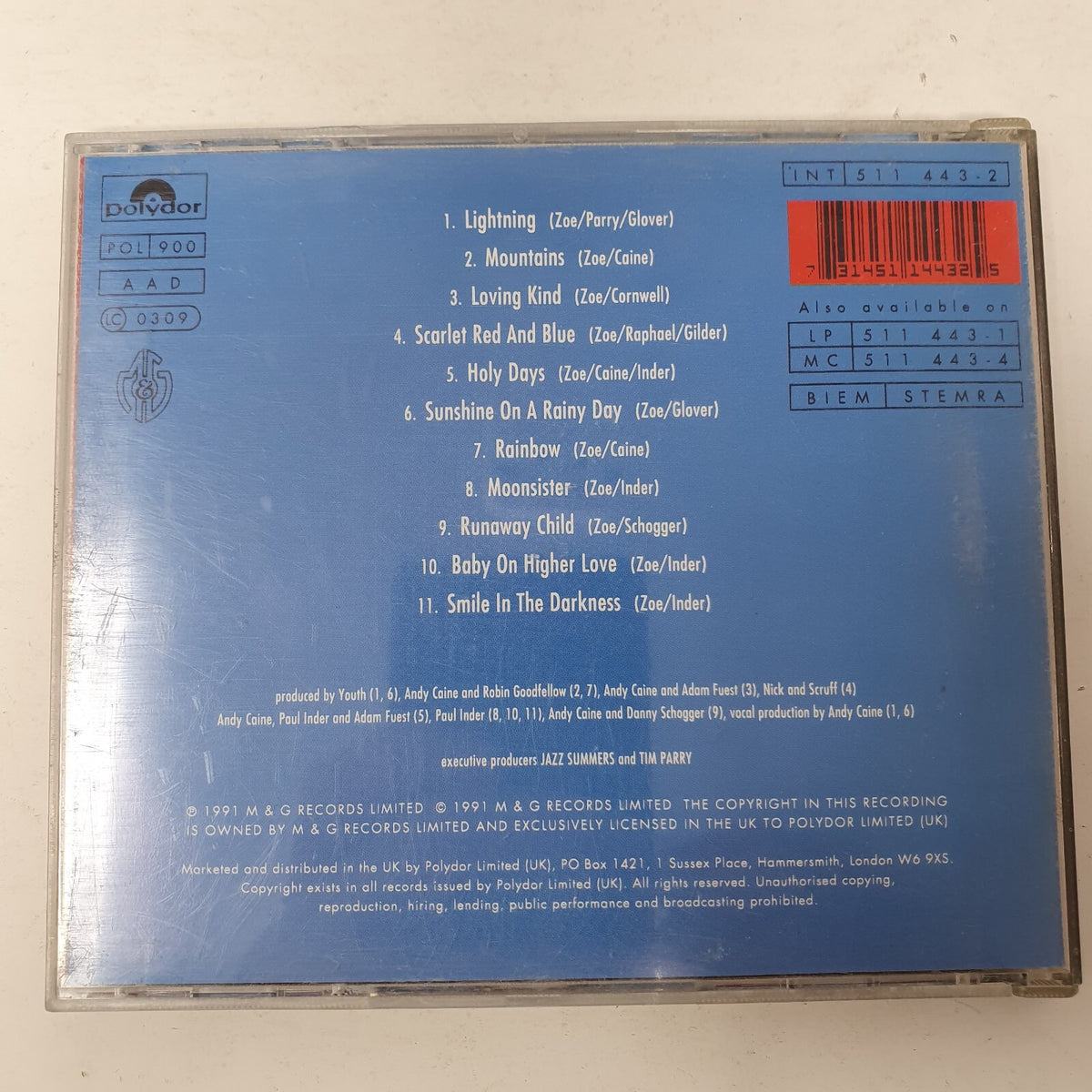 CD Zoë – Scarlet Red And Blue Polydor – 511 443-2