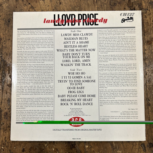 LP Lloyd Prince - Lawdy Miss Clawdy CH127B Made In UK 1985 Vinile Blues Rock