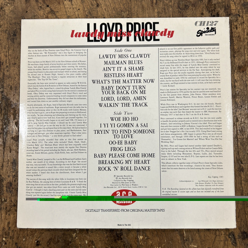 LP Lloyd Prince - Lawdy Miss Clawdy CH127B Made In UK 1985 Vinile Blues Rock
