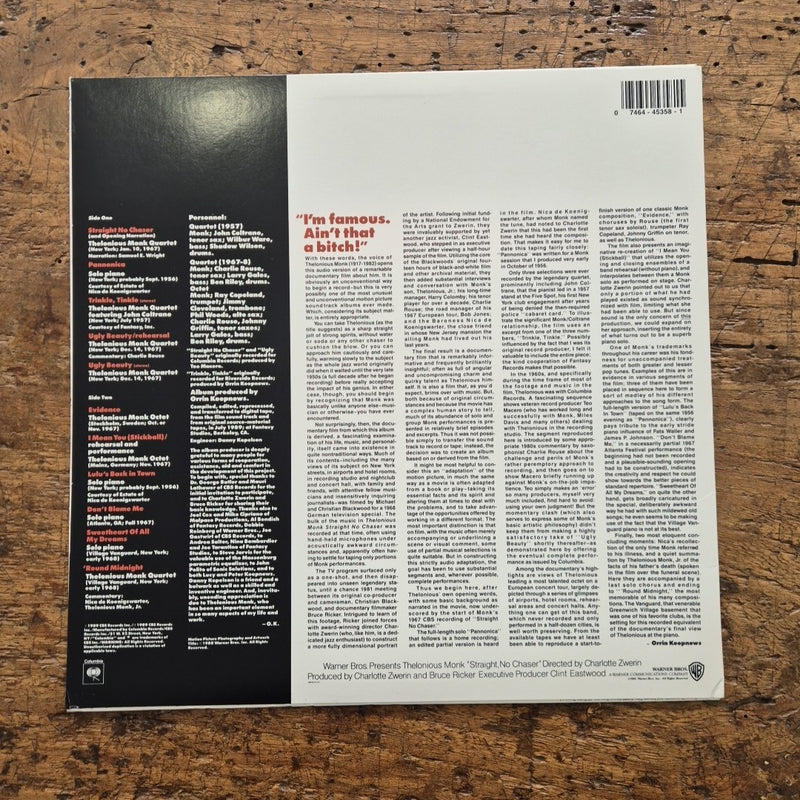 LP Thelonious Monk - Straigjt No Chaser C 45357 1989 Musica Jazz Vinile 12