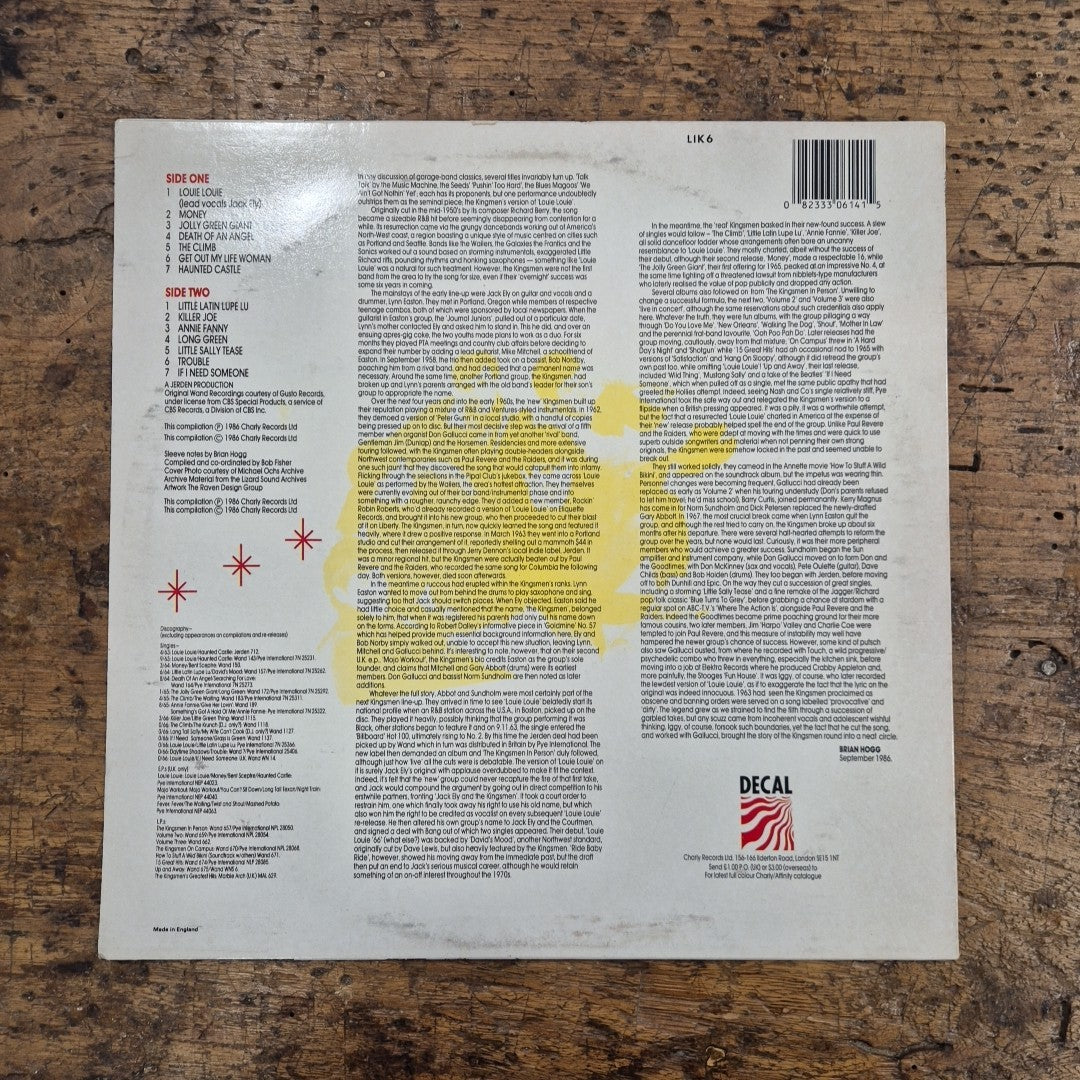LP The Kingsman - Louie Louie / Greatest Hits LIK 6 Musica Rock Vinile