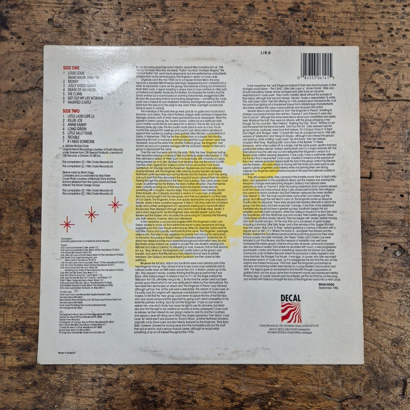 LP The Kingsman - Louie Louie / Greatest Hits LIK 6 Musica Rock Vinile