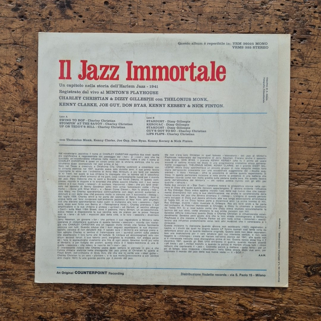LP Il Jazz Immortale Charley Christian Dizzy Gillespie Musica Jazz Vinile