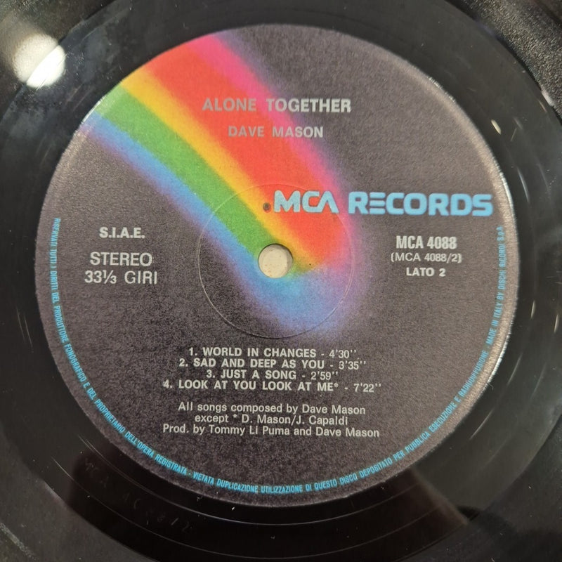 LP Dave Mason - Alone Together MCA 4088 Made In Italy Musica Rock Vinile