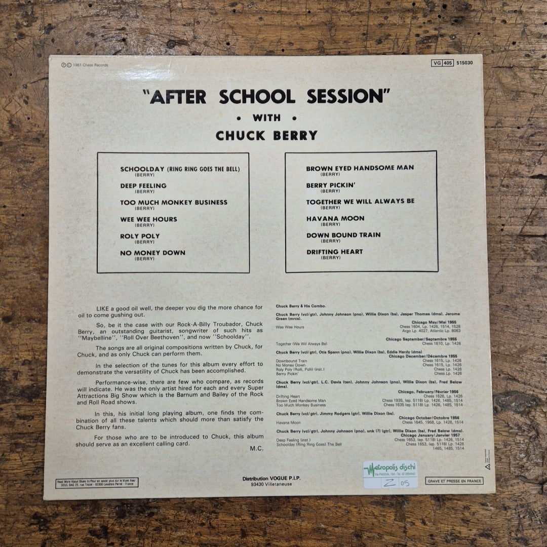 LP Chuck Berry - After School Session 515030 Made In France Musica Rock Vinile