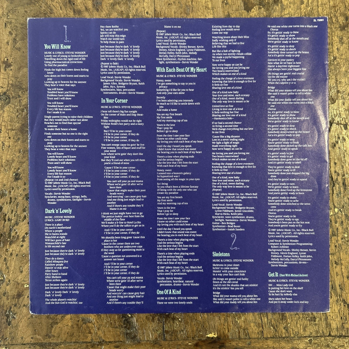 LP  Stevie Wonder - Characters ZL 72001 Rock 1987 Vinile Funk Soul Rock