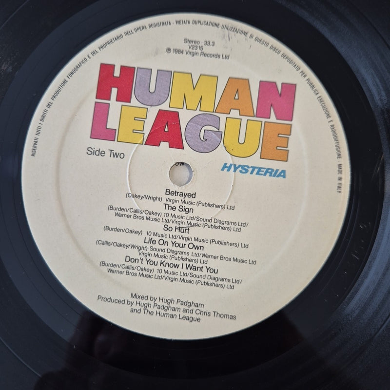 LP Human League - Hysteria V2315 Made In Italy 1984 New Wave Synth-pop