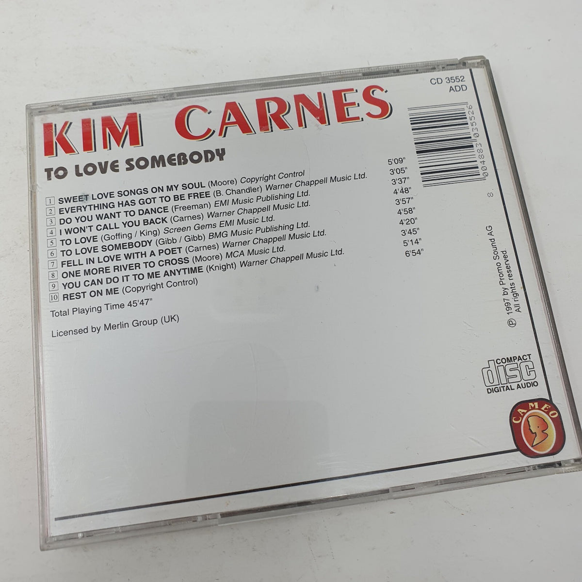 CD Kim Carnes – To Love Somebody Label:Cameo (4) – CD3552 1993